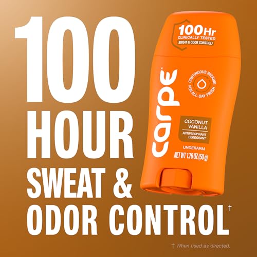 Carpe Underarm Antiperspirant 100 Hour Sweat Control - Coconut Vanilla, 2 Pack