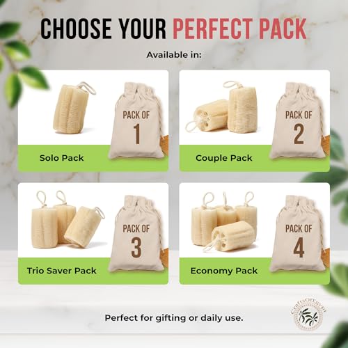 Egyptian Loofah Sponge Pack of 3 - Natural Body Scrubber