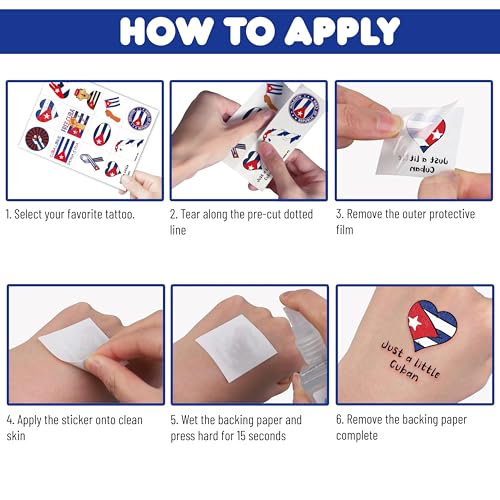96 Cuban Flag Temporary Tattoos - Party Favors & Decor