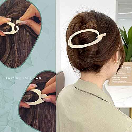 French Concord Hair Clips Claw - 6Pcs Side Slid Flat Hair Clips for Volume Strong Hold No Slip Grip Hair Claw Clips for Women Girls Thick Thin Hair (Matte Oval(Small,3.35 inches))