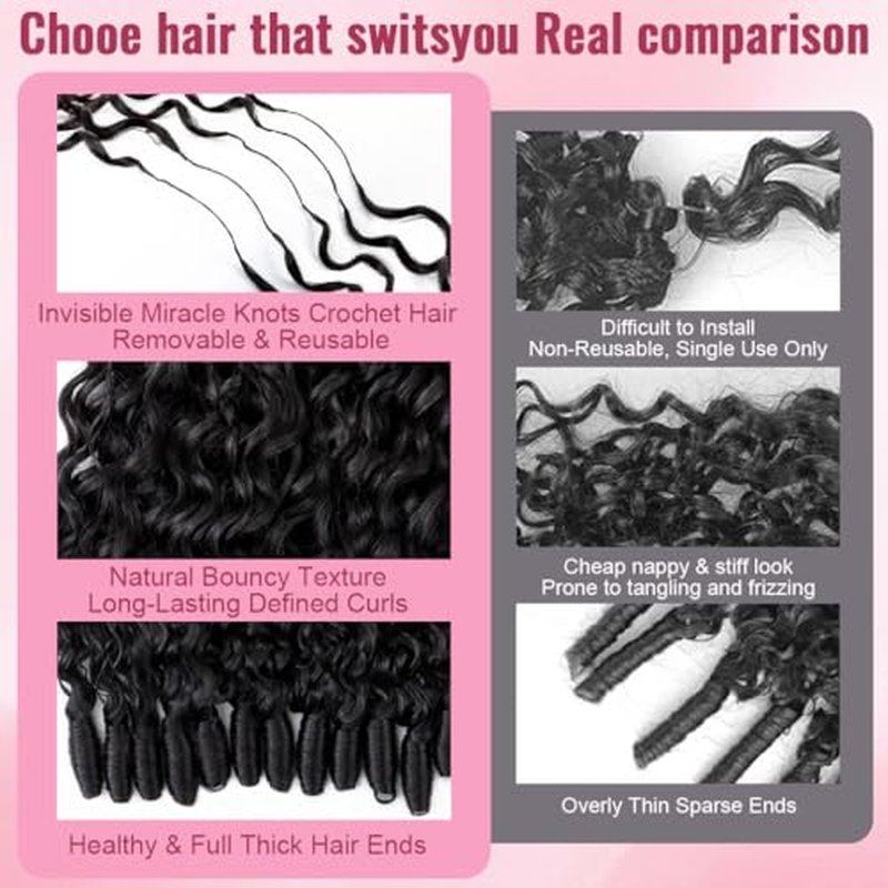 20 Inch Burmese Curly Crochet Human Hair Extensions - Lightweight & Reusable