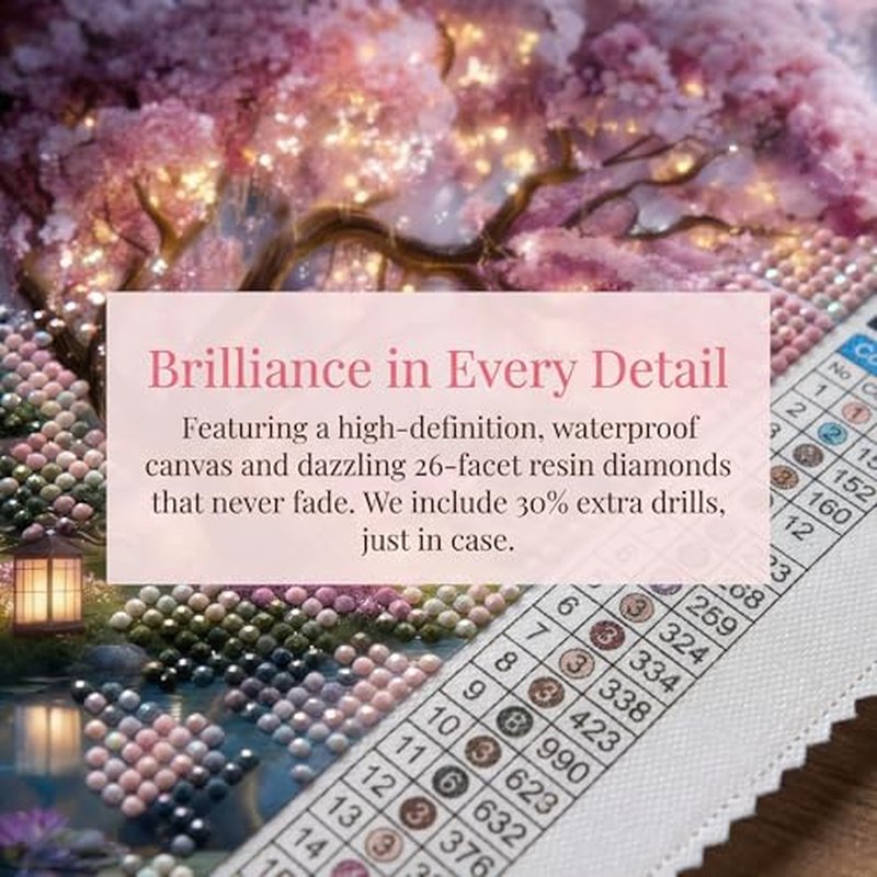 Cherry Blossom 5D Diamond Painting Kit for Adults - 12x16 Inch