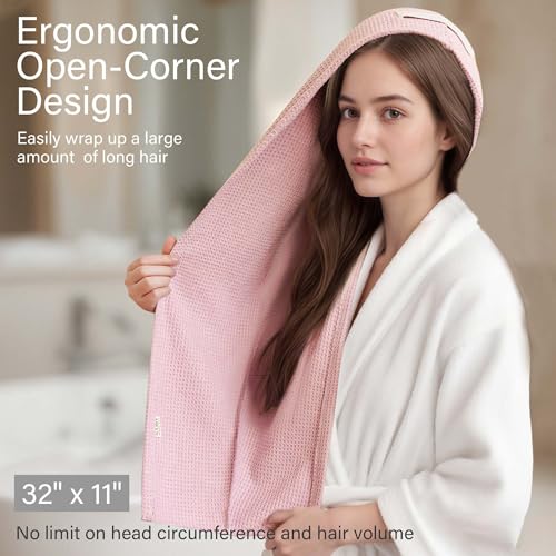 ROLSHOL Hair Towel Wrap 2 Pack - 32x11 Microfiber, Curly Hair