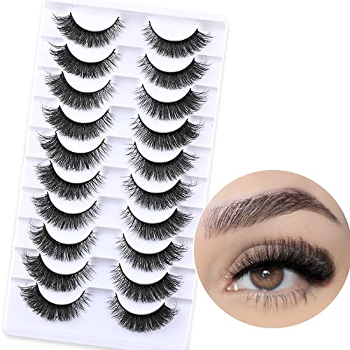 FARRED Eyelashes False Lashes Silk Faux Mink Lash 8D Fluffy Eyelash 10 Pairs Pack Short Lashes