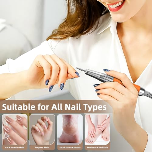 OWNICE Orange Cordless Electric Nail Drill 35000RPM Manicure & Pedicure E-File Buffer