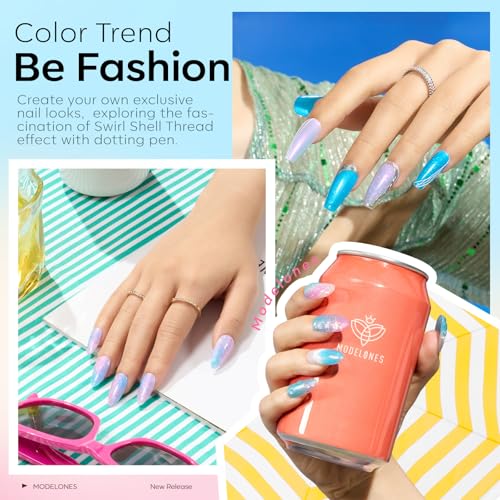 Modelones Gel Nail Polish Set Glitter 6 Colors A A A2 Pearl Legend - Pearl Pink Blue White