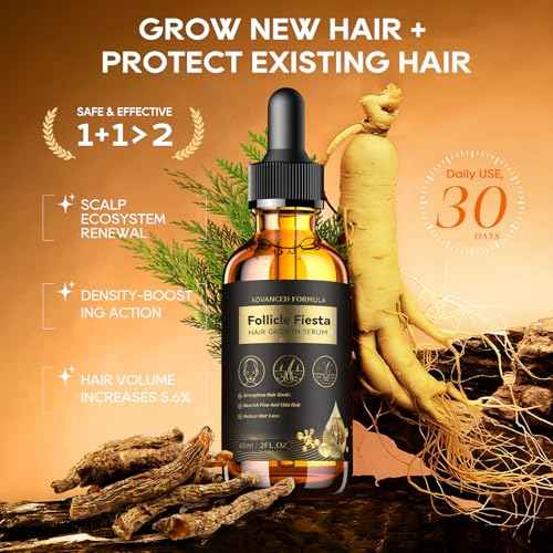 Women¡®s Hair Growth Serum Oil, 100% Natural Herbal Extracts, Root Revive Visibly Thickening Fuller Hair, Follicle Stimulator Scalp Serum for Hair Loss/Shedding,Thin, Dry & Damaged Treatment