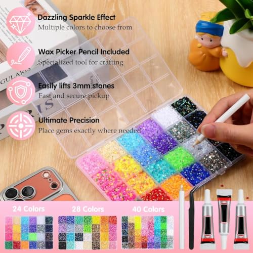 32000PCS Bedazzling Kit with 3mm Rhinestones & Tools