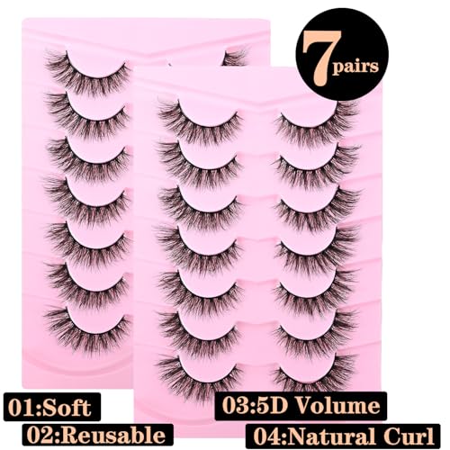 7 Pairs Dramatic Fluffy False Eyelashes 7-13mm Black Band