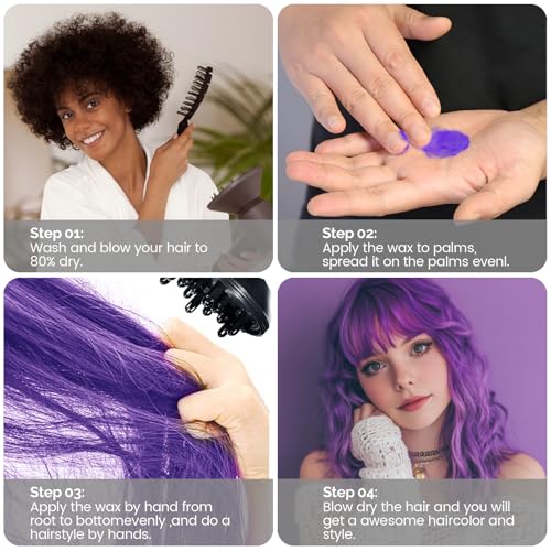 SOVONCARE Purple Hair Color Wax 4.23 oz - Temporary Hair Dye for Men & Women, Easy Washable Styling