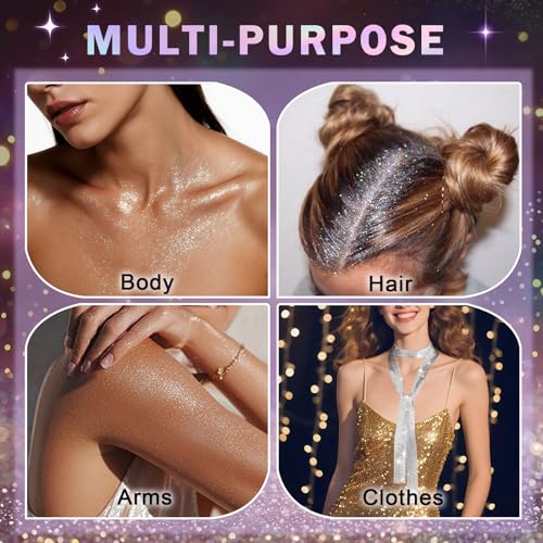 ZHISHUDL Rainbow Silver Body & Hair Glitter Spray 150ML Holographic Sparkle