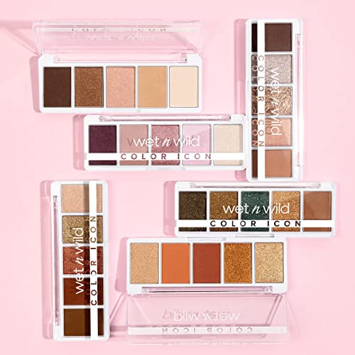 wet n wild Color Icon Eyeshadow Makeup 5 Pan Palette, Matte, Shimmer, Metallic, Long Wearing, Rich Buttery Pigment, Cruelty Free - Petalette (Pack of 2)