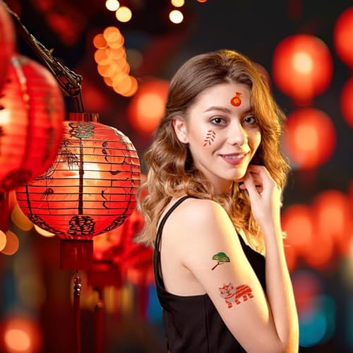 Chinese New Year Temporary Tattoos - Red & Gold Festival Designs
