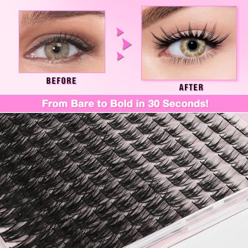 Lash Clusters Kit 168Pcs 8-18mm D Curl Wispy Eyelash Extensions