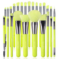 Docolor Neon Green 10Piece Makeup Brushes + 15Piece Eye Makeup Brushes Set Christmas Gift Premium Kabuki Foundation Blending Face Powder Synthetic Makeup Brushes Set