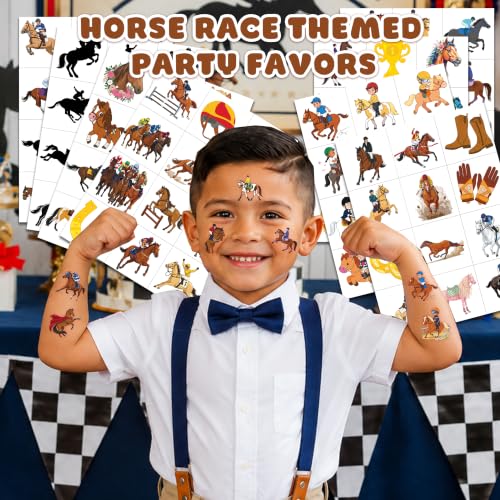 96 PCS Horse Racing Temporary Tattoos for Kids