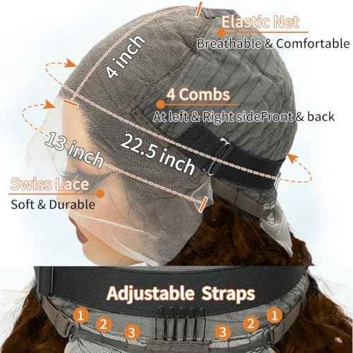 DJFG Deep Wave Lace Front Wigs Human Hair Curly Wig Human Hair HD Frontal 200 Density 13x6 Lace Brown 12 Inch