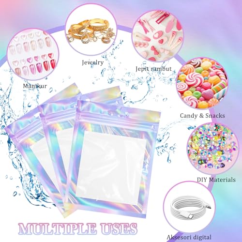Nail Art Kit with 50 Holographic Bags & Nail Stand Set