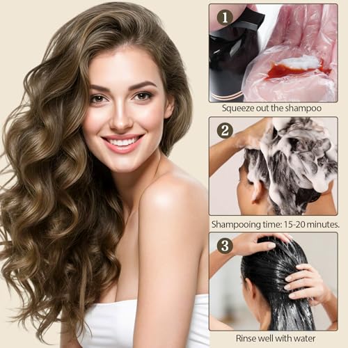 GRYFOX Light Brown Hair Dye Shampoo – Gray Coverage, 15 Mins