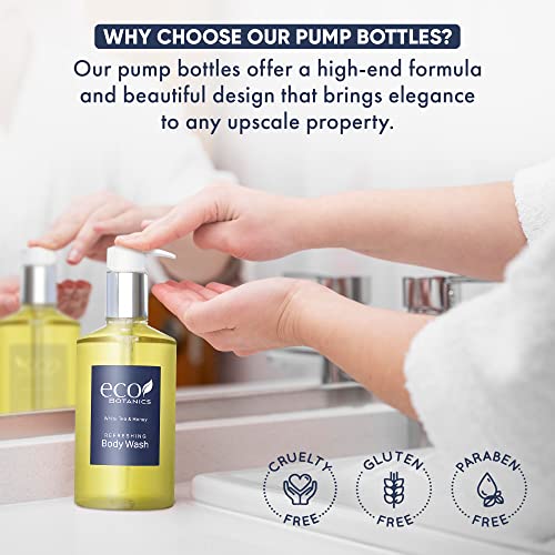 Eco Botanics Hotel Amenities Set - 4 Luxury Toiletries with Pump Bottles