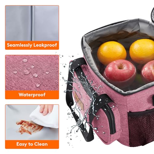 Lifewit Medium Lunch Bag Insulated Lunch Box Soft Cooler Cooling Tote for Adult Men Women, Pink 12-Can (8.5L)