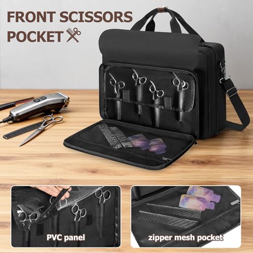 BAFASO Barber Carrying Case with Clipper Holders - 16.5" Black