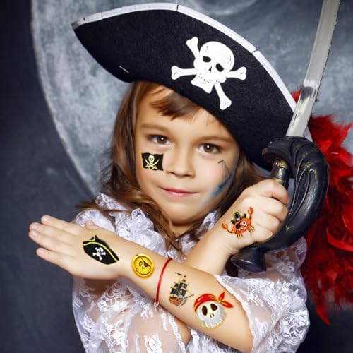 Winthrop 240 Pcs Pirate Temporary Tattoos with Glitter Designs