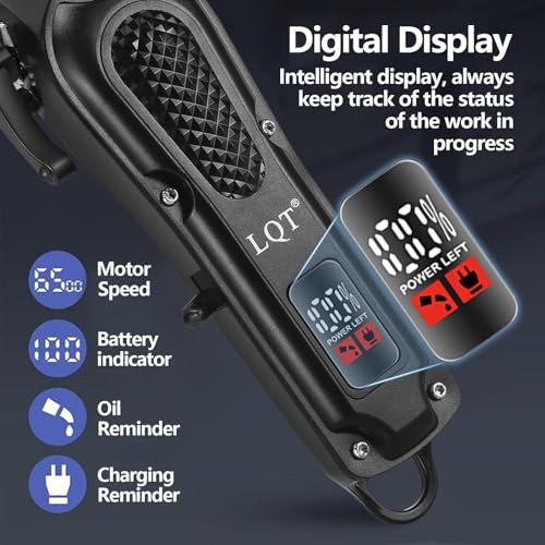 LQT¢ç Men's Professional Hair Clippers Kit£¬Cordless & Corded Barber Clippers Set£¬Grooming Rechargeable Beard Trimmer with Adjustable Blade Black