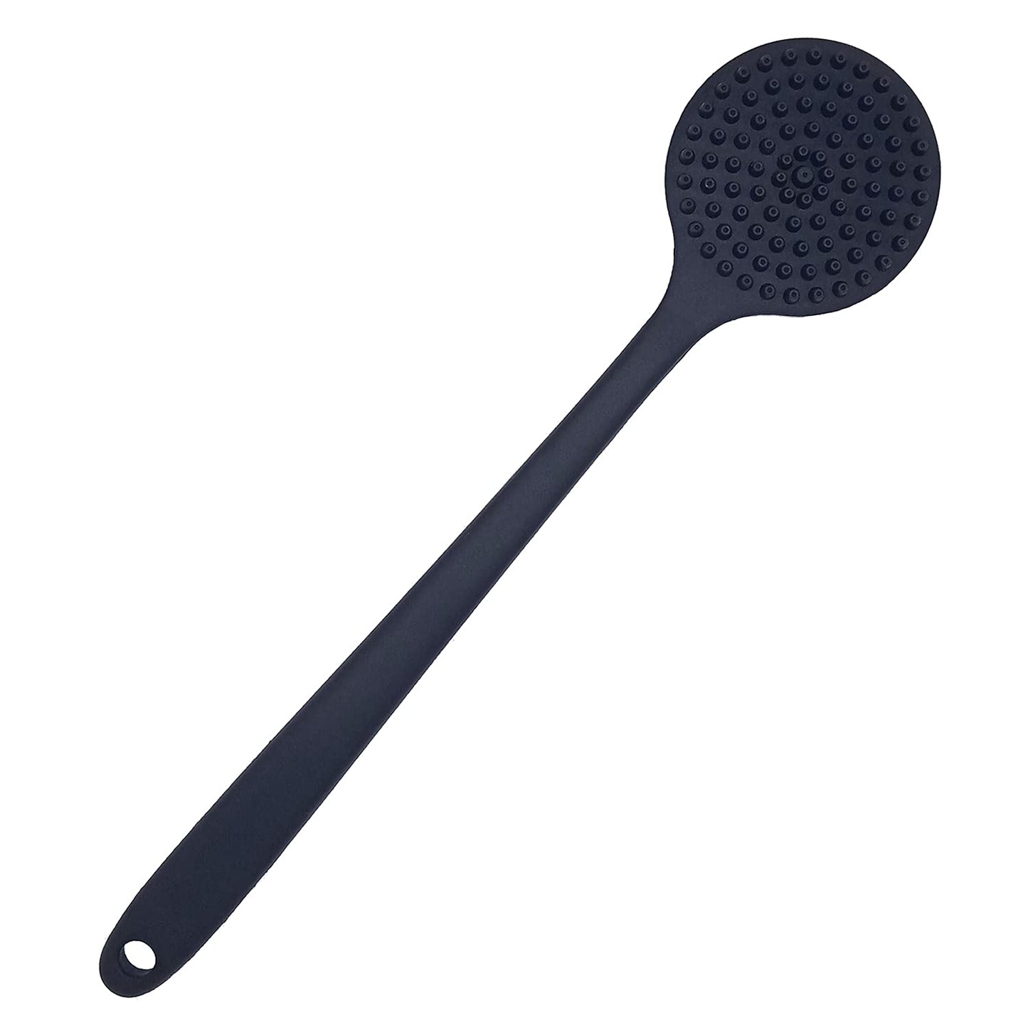 DNC Back Scrubber for Shower Soft Silicone Bath Body Brush with Long Handle (Black)