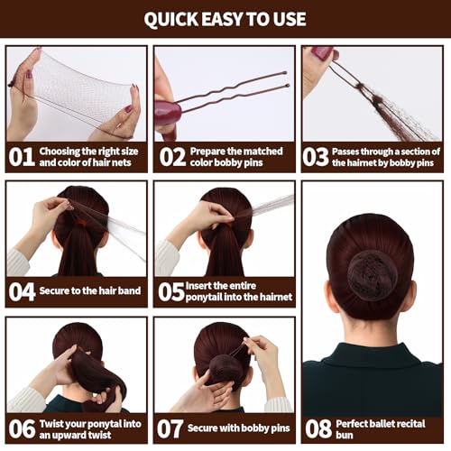 Teenitor Hair Net Set - 40 Invisible Nets & 80 Bobby Pins for Ballet Buns