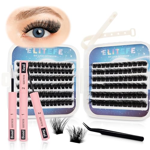 Lash Extension Kit with Bond & Tweezers - 240Pcs Cluster Lashes