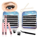 Lash Extension Kit with Bond & Tweezers - 240Pcs Cluster Lashes