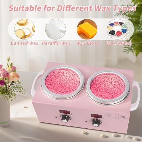 Double Wax Warmer Machine, Yofuly Professional Digital Waxing Kit for Women Hair Removal, Electric Hard Wax Pot Heater with Sticks and Collars for Home Spa Beauty Salon Esthetician Use