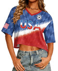 Soccer Cup 2026 Jersey Women V-Neck Crop Top Shirt