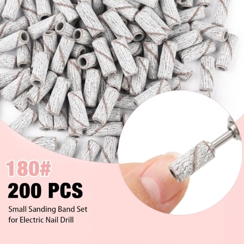 200 Pcs Zebra Nail Drill Sanding Bands 180 Grit with Mandrels