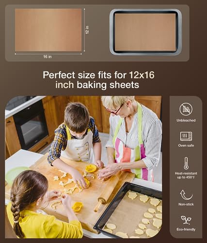 200PCS Parchment Paper Baking Sheets for Oven, 12 x 16 Inch, Non-Stick Precut Parchment Sheets for Baking, Cooking, Grilling, Air Fryer and Steaming - Unbleached, Fit for Half Sheet Pans