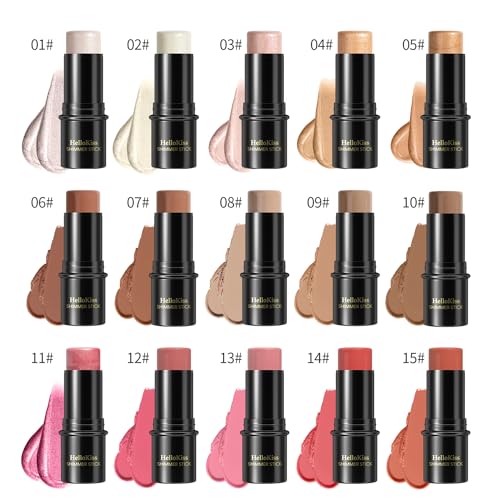 3 Pcs Cream Contour Stick Makeup Kit, Shades with Highlighter, Blush and Bronzer Contour Stick for Sculpt the Cheeks, Waterproof, Matte & Dewy Finish (Neutral,#01+#09+#12)