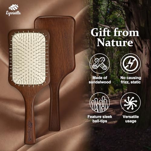 Wooden Scalp Massager Brush with Metal Bristles for Hair Growth