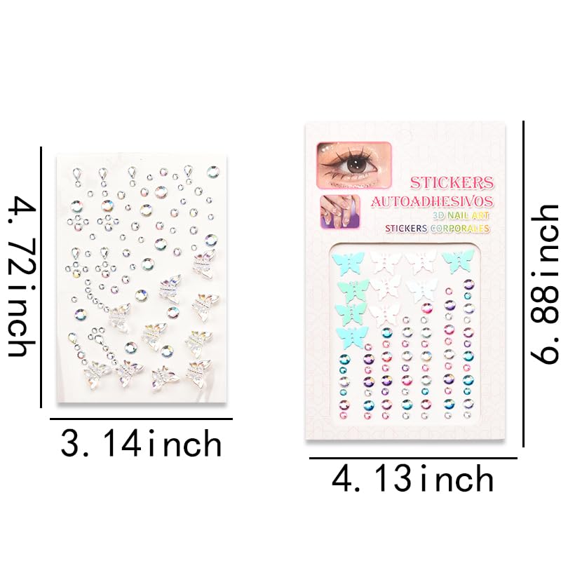Butterfly Face Gems Rhinestone Stickers for Women Rave