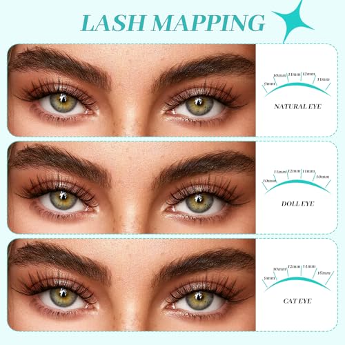 Lash Clusters Kit 640Pcs, 30D+40D+50D+60D Eyelash Extension Kit, Lash Bond and Seal Waterproof, Lash Remover, Lash Applicator Tool and Function Brush for DIY Lash Extension Kit(D-Mix9-16mm Kit)