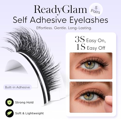 BEYELIAN Self Adhesive Eyelashes 5 Pairs Pre-glued No Glue Needed
