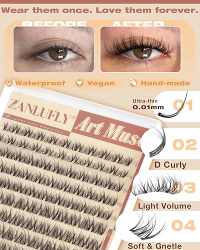 Spider Lash Clusters D Curly 8-16mm Clear Band Eyelash Extensions