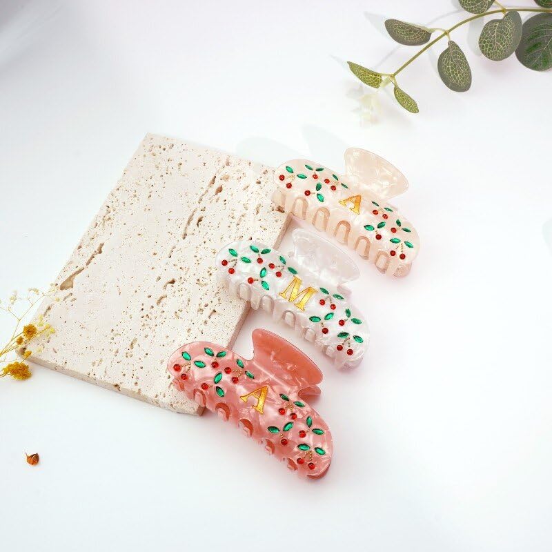 Cherry Rhinestone Claw Hair Clips for Women