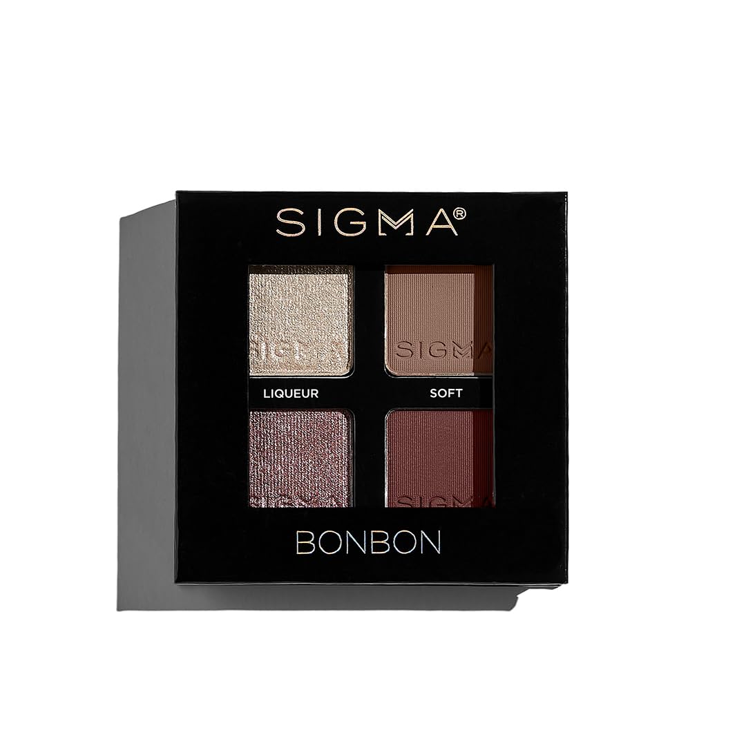 Sigma Beauty Quad Eyeshadow Palette – Makeup Eyeshadow Quad with a Buttery Soft Formula and Buildable, Blendable Shades for a Flawless Eye Look, Designed for All Day Wear (Bonbon)