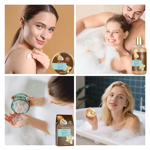 Valentines Day Gifts for Women & Men, 12pcs Vanilla Coconut Bath and Body Self Care Set, Spa Gift Basket, Bath Bomb, Parfume Lotion, Spa Kit, Hydrating Skin Care Set, Anniversary, Birthday, Christmas
