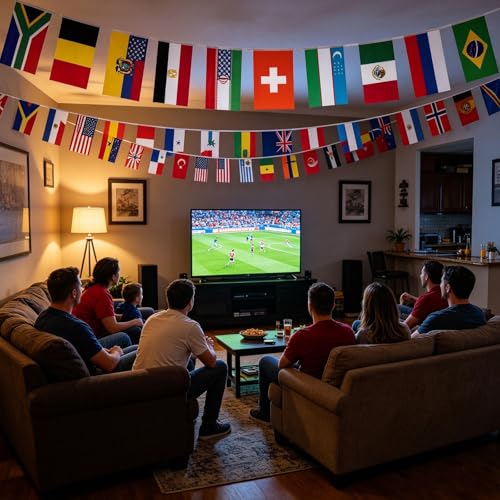 48 Country Flags Banner 47.5 Ft for World Cup Party Decorations