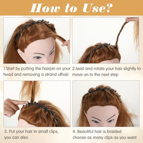 4-Piece Zig Zag Hair Clip Headband Set for Curly Hair