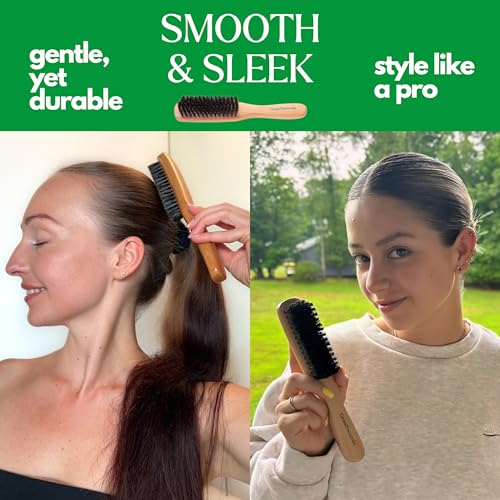 Boar Bristle Slick Back Hair Brush - Large Smoothing Hairbrush