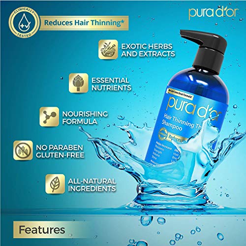PURA D'OR Hair Thinning Therapy Set - Shampoo, Conditioner & Mask for Hair Growth & Volume