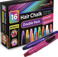 Hair Chalk Double Pack - 10 Bold Colors & 6 Glitter Pens